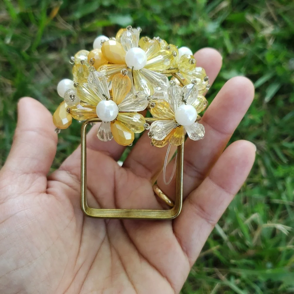 Handcrafted Floral Jewel Napkin Ring Holder Made in India Special Event